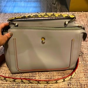 Fendi light blue hand bag with removable shoulder strap and inside pouch